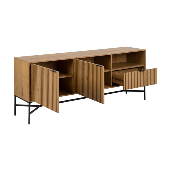 Nízká komoda v dekoru dubu v přírodní barvě 180x70 cm Jaipur – Actona-image-3