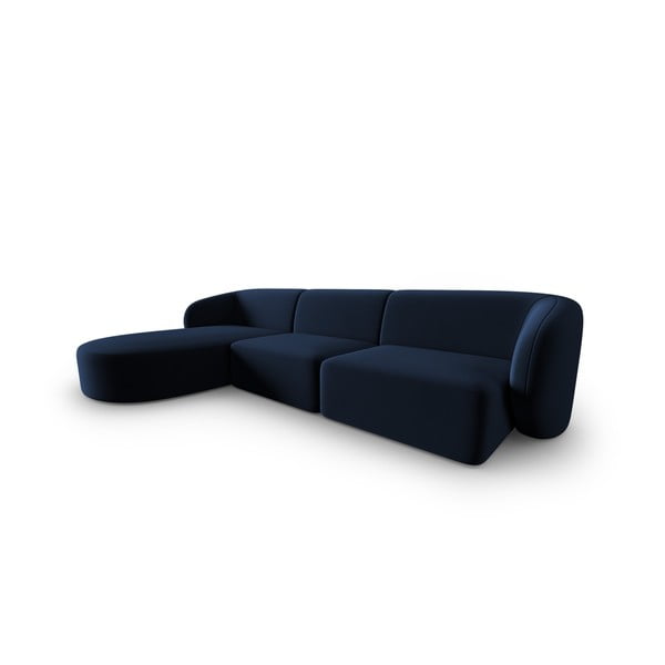 Modrá sametová rohová pohovka (levý roh/s lenoškou) Paolo – Milo Casa-image-1