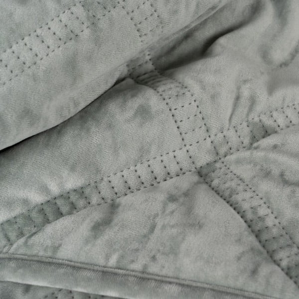 Šedozelený sametový prošívaný přehoz 180x260 cm – Ixia-image-2