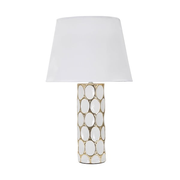 Keramická stolní lampa s textilním stínidlem v bílo-zlaté barvě (výška 56 cm) Glam Carv – Mauro Ferretti