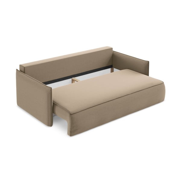 Světle hnědá sametová rozkládací/s úložným prostorem pohovka 225 cm Hula – Makamii-image-3