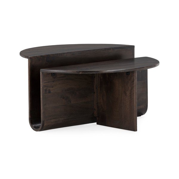 Tmavě hnědý kulatý konferenční stolek z mangového dřeva ø 80 cm Divya – MOME