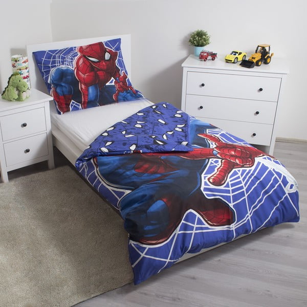 Červeno-modré bavlněné dětské povlečení se svítícím efektem na jednolůžko 140x200 cm Spider-man – Jerry Fabrics-image-2