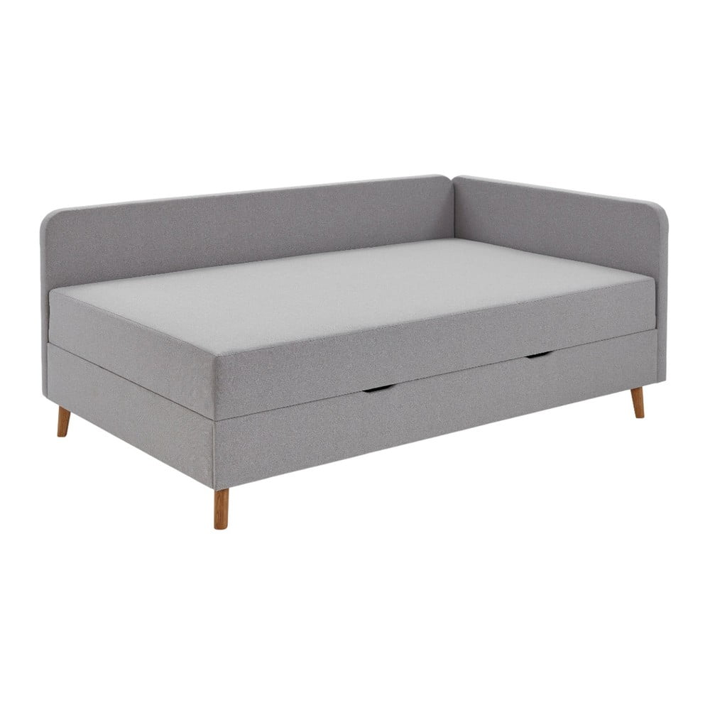 Světle šedá čalouněná jednolůžková postel s úložným prostorem 120x200 cm Cabana – Meise Möbel