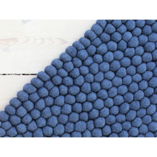 Modrý kuličkový vlněný koberec Wooldot Ball Rugs, 100 x 150 cm-image-1