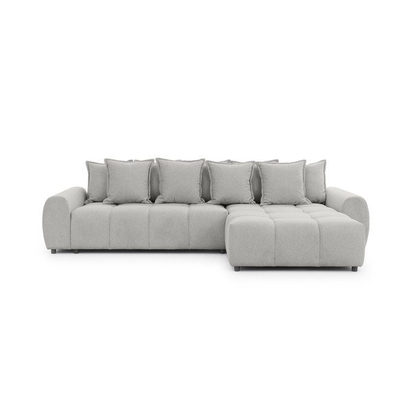 Světle šedá rohová pohovka (pravý roh/s lenoškou) Albane  – Ropez