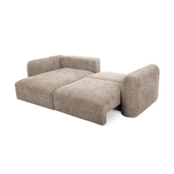 Světle hnědá žinylková rozkládací/s úložným prostorem rohová pohovka (levý roh/s lenoškou) Mele – Makamii-image-2