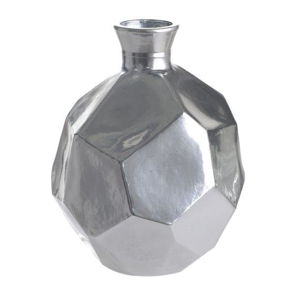 Skleněná váza Polygon, 18 cm, stříbrná