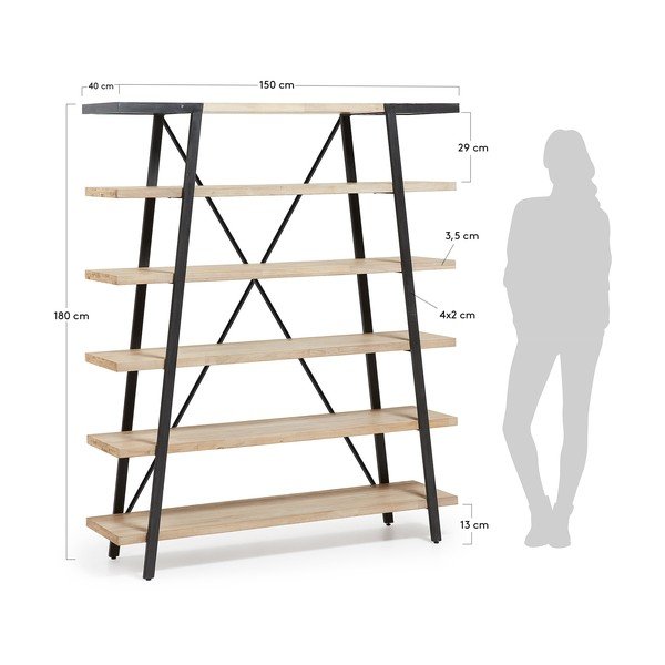 Černá knihovna z masivu akácie 150x180 cm Disset - Kave Home-image-3