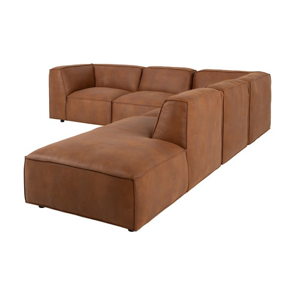Koňakově hnědá rohová pohovka z imitace kůže (pravý roh) Fairfield Kentucky – Bonami Selection-image-4