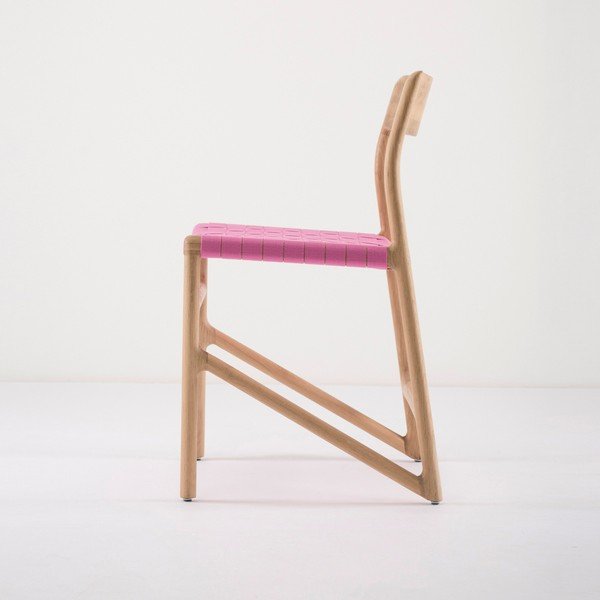 Jídelní židle z masivního dubového dřeva s růžovým sedákem Gazzda Fawn-image-2