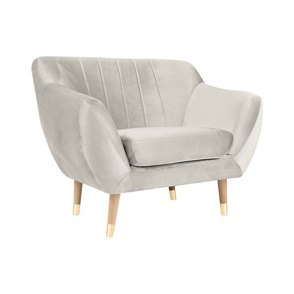 Krémové sametové křeslo Mazzini Sofas Benito-image-2