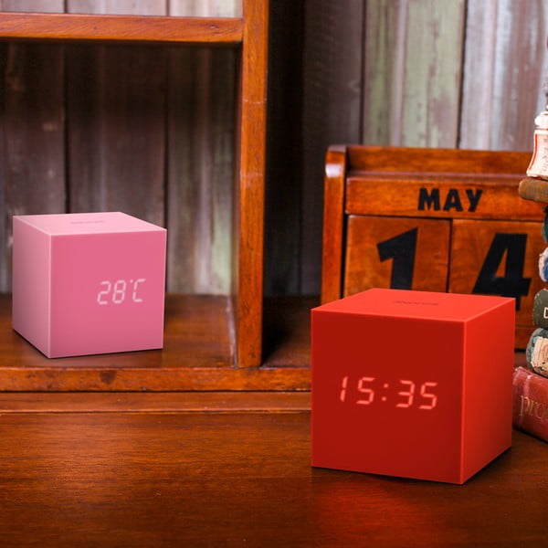 Červený LED budík Gingko Gravity Cube-image-2