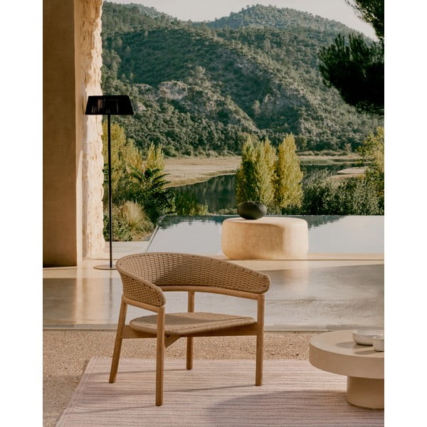 Dřevěné zahradní křeslo v přírodní barvě Arinella – Kave Home-image-1