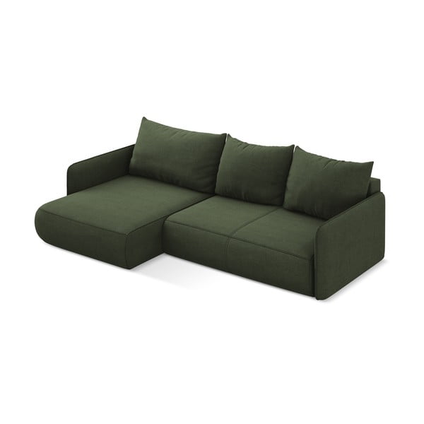 Zelená rozkládací/s úložným prostorem rohová pohovka (levý roh) Nanea – Makamii-image-4