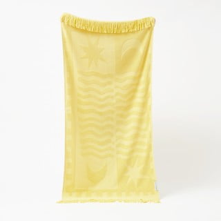Žlutá bavlněná plážová osuška Sunnylife Luxe, 160 x 90 cm