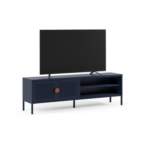Tmavě modrý kovový TV stolek 160x50x35 cm Sayla – Marckeric-image-2