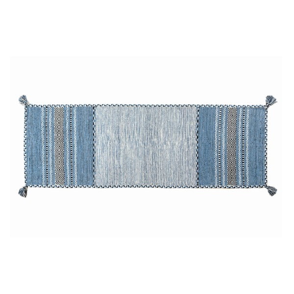 Modrý ručně tkaný běhoun Navaei & Co Kilim Tribal 509, 240 x 60 cm