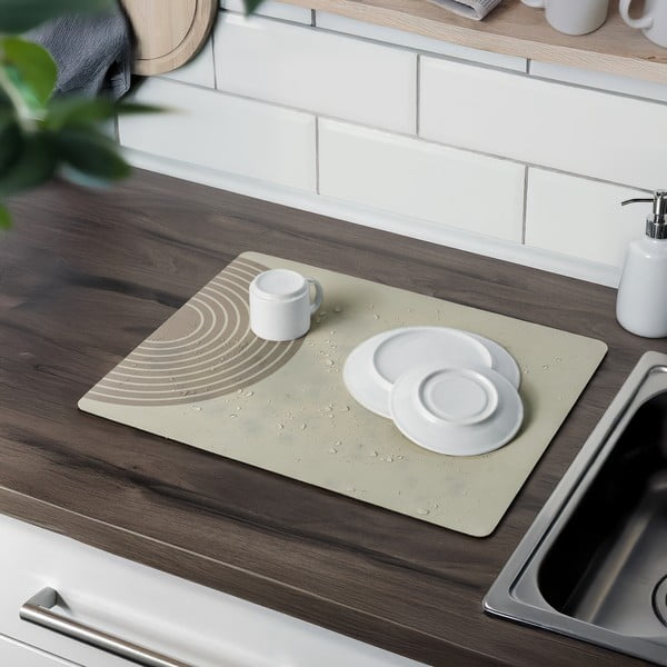 Béžová gumová odkapávací podložka na nádobí 50x40 cm Dima – Wenko-image-1