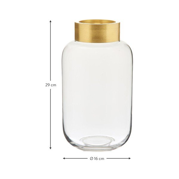 Skleněná váza s kovovým prvkem ve zlaté barvě Westwing Collection Lori, výška 29 cm-image-4