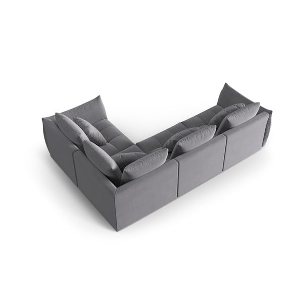 Tmavě šedá sametová rohová pohovka (pravý roh/do L) Bloom – Micadoni -image-3