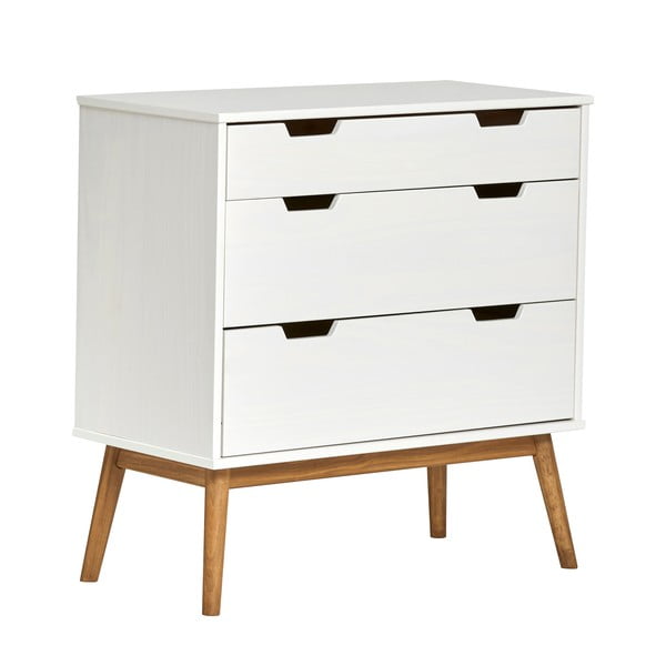 Bílá komoda z masivního borovicového dřeva Marckeric Baku, šířka 80 cm-image-2