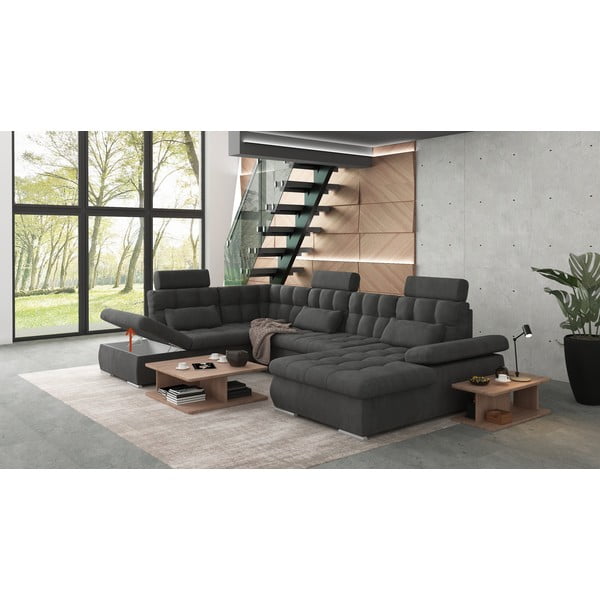 Antracitová rozkládací/s úložným prostorem rohová pohovka (levý roh/do "U") Merkur – Ropez-image-4