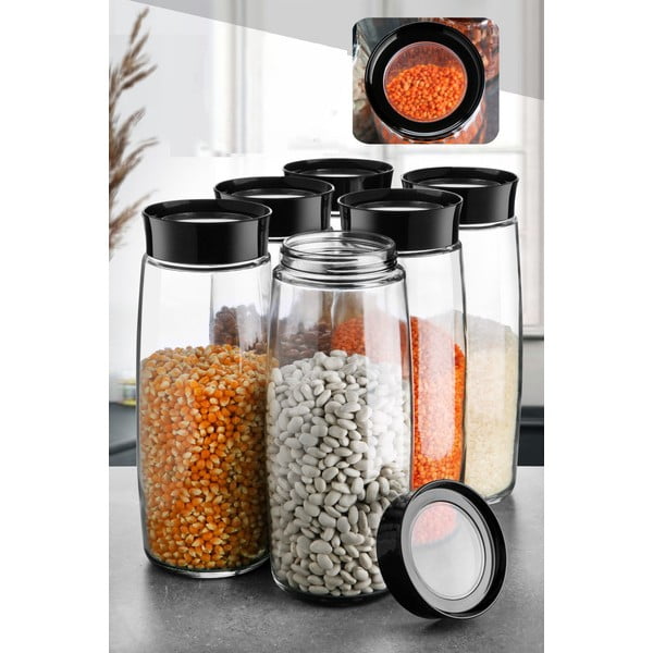 Skleněné dózy na potraviny v sadě 6 ks – Hermia-image-1