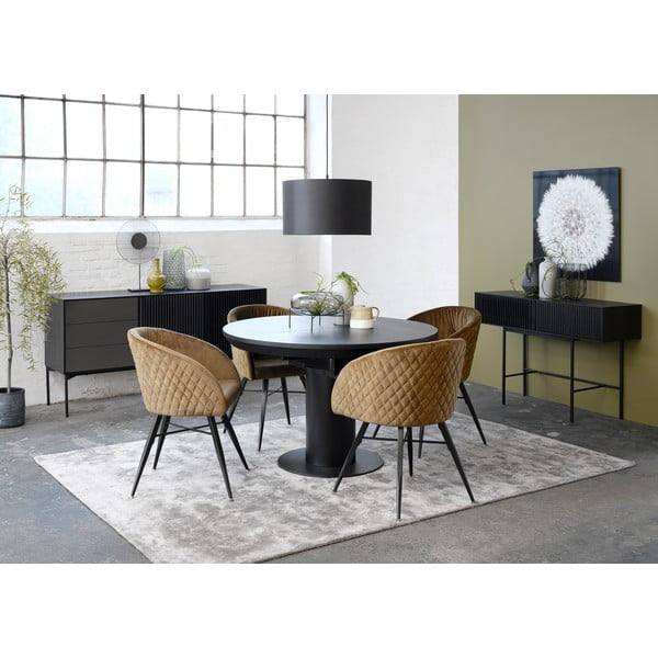 Černý konzolový stolek z dubového dřeva a kovovými nohami Canett Oxford, délka 120 cm-image-2