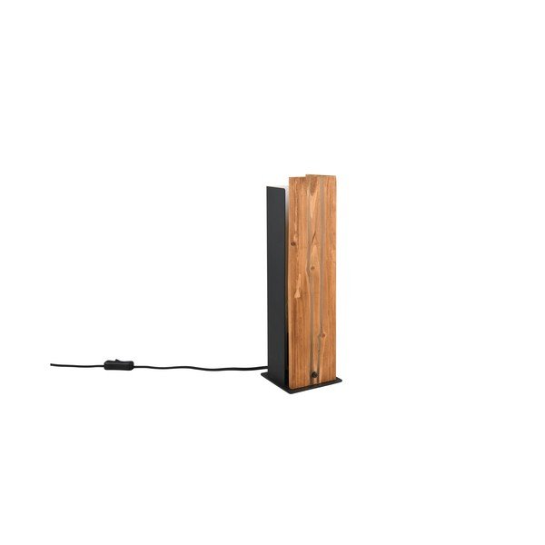 Stolní lampa v černo-přírodní barvě s dřevěným stínidlem (výška 40 cm) Karuni – Trio-image-3