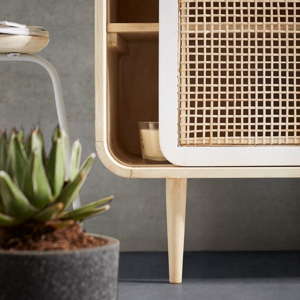 Bílá kovová stolička se sedákem z mangového dřeva Kave Home Nax-image-4