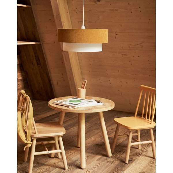 Dětské svítidlo v hořčicové barvě/bílé s textilním stínidlem Bianella – Kave Home-image-2