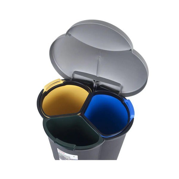 Plastový odpadkový koš na tříděný odpad/pedálový 17+17+6 l Trio - Curver-image-4