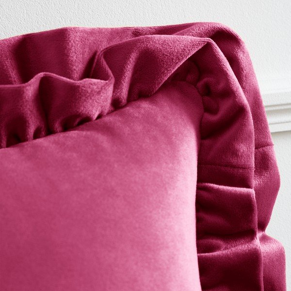 Sametový dekorační polštář 43x43 cm Velvet Double Frill – Catherine Lansfield-image-1