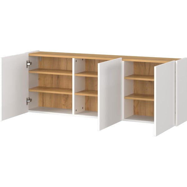 Bílá závěsná skříňka v dekoru dubu 138x52x25 cm Libbiano – Germania-image-3