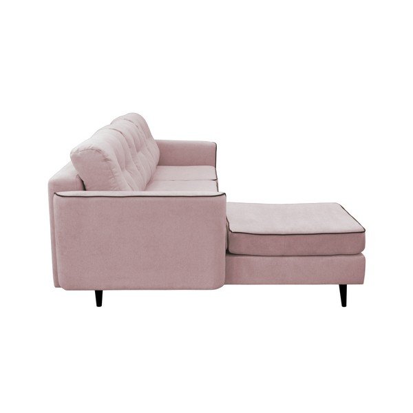 Růžová rozkládací pohovka s černými nohami Mazzini Sofas Dragonfly, levý roh-image-2