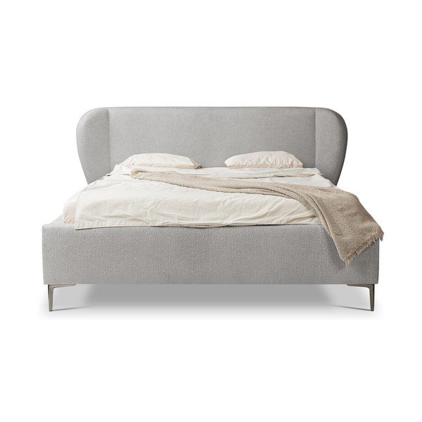 Světle šedá čalouněná dvoulůžková postel s roštem 140x200 cm Makana – Makamii-image-3