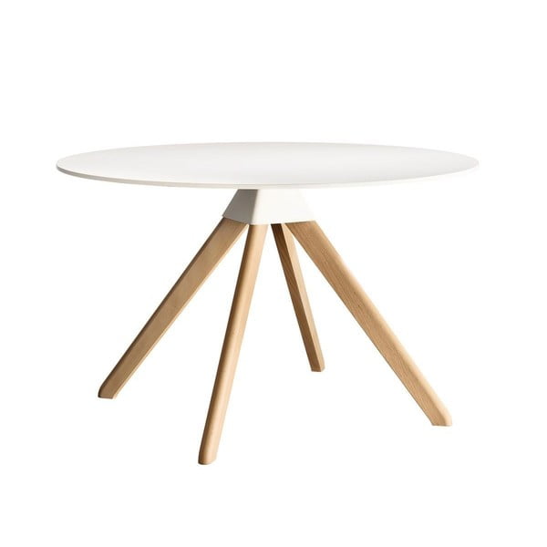 Bílý jídelní stůl s podnožím z bukového dřeva Magis Cuckoo, ø 120 cm