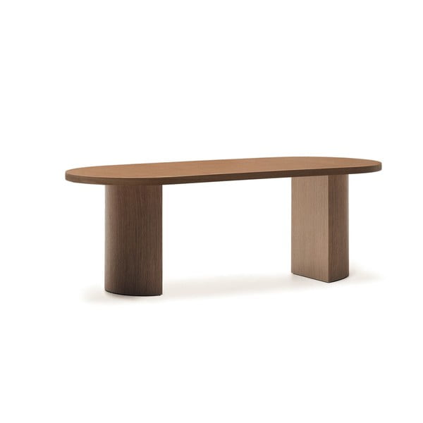 Kulatý jídelní stůl s deskou v dekoru ořechového dřeva 100x200 cm Nealy – Kave Home