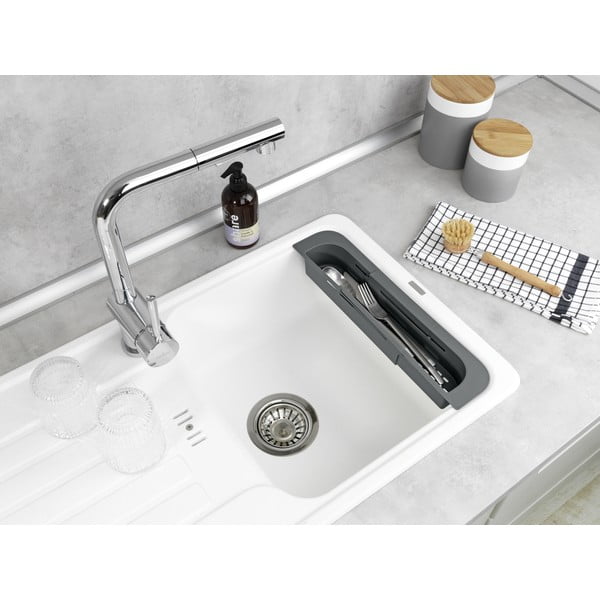 Šedý plastový teleskopický odkapávač do dřezu 49,5x8,5 cm Fino – Wenko-image-2