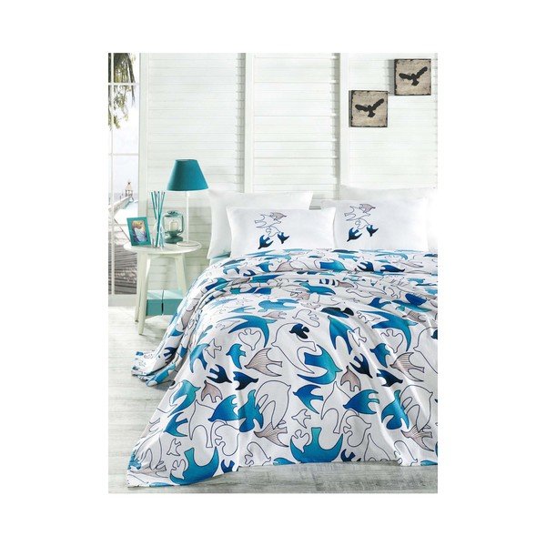 Přehoz přes postel na dvoulůžko s povlaky na polštáře a prostěradlem Yalcin, 200 x 235 cm