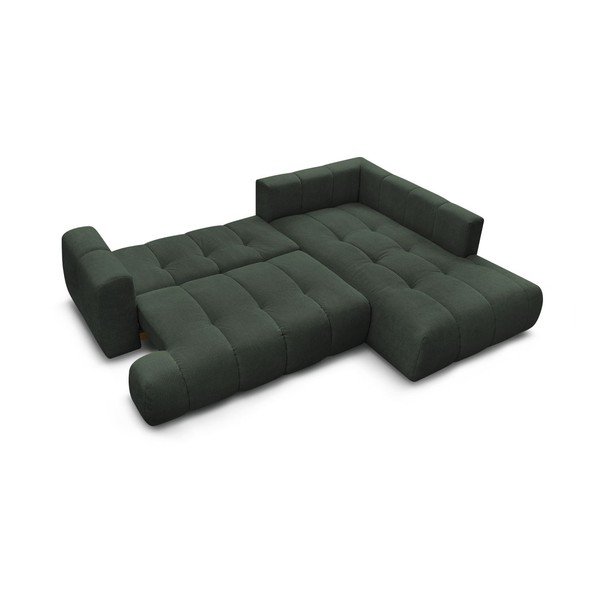 Zelená rozkládací/s úložným prostorem rohová pohovka (pravý roh/do L) Fuji – Bobochic Paris-image-4