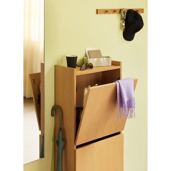 Výklopný botník v dekoru dubu v přírodní barvě 50x110x24 cm Forma – Hübsch-image-2