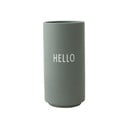 Zelená porcelánová váza Design Letters Hello, výška 11 cm