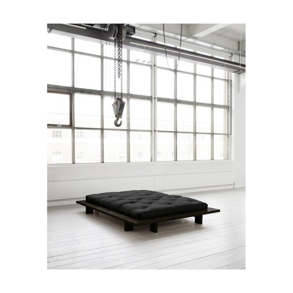 Dvoulůžková postel z borovicového dřeva s matrací Karup Design Japan Double Latex Black/Black, 140 x 200 cm-image-3