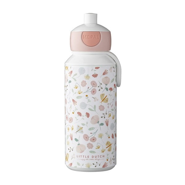 Dětská lahev v bílé a světle růžové barvě 400 ml Flowers & butterflies – Mepal