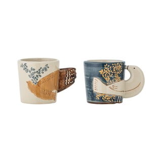 Modré/krémové šálky v sadě 2 ks na espresso z kameniny 55 ml Hezha – Bloomingville