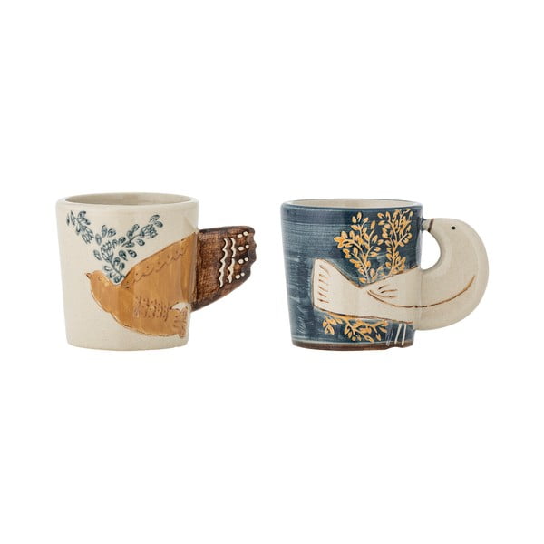 Modré/krémové šálky v sadě 2 ks na espresso z kameniny 55 ml Hezha – Bloomingville