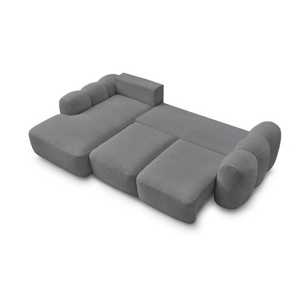 Šedá rozkládací/s úložným prostorem rohová pohovka z textilie bouclé (levý roh/s lenoškou) Montaigne – Bobochic Paris-image-3