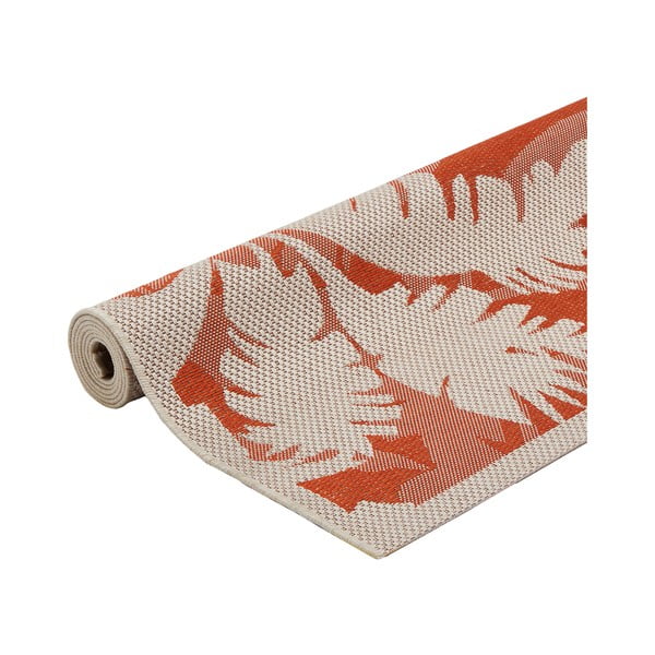 Oranžovo-béžový venkovní koberec Floorita Palms, 135 x 190 cm-image-2